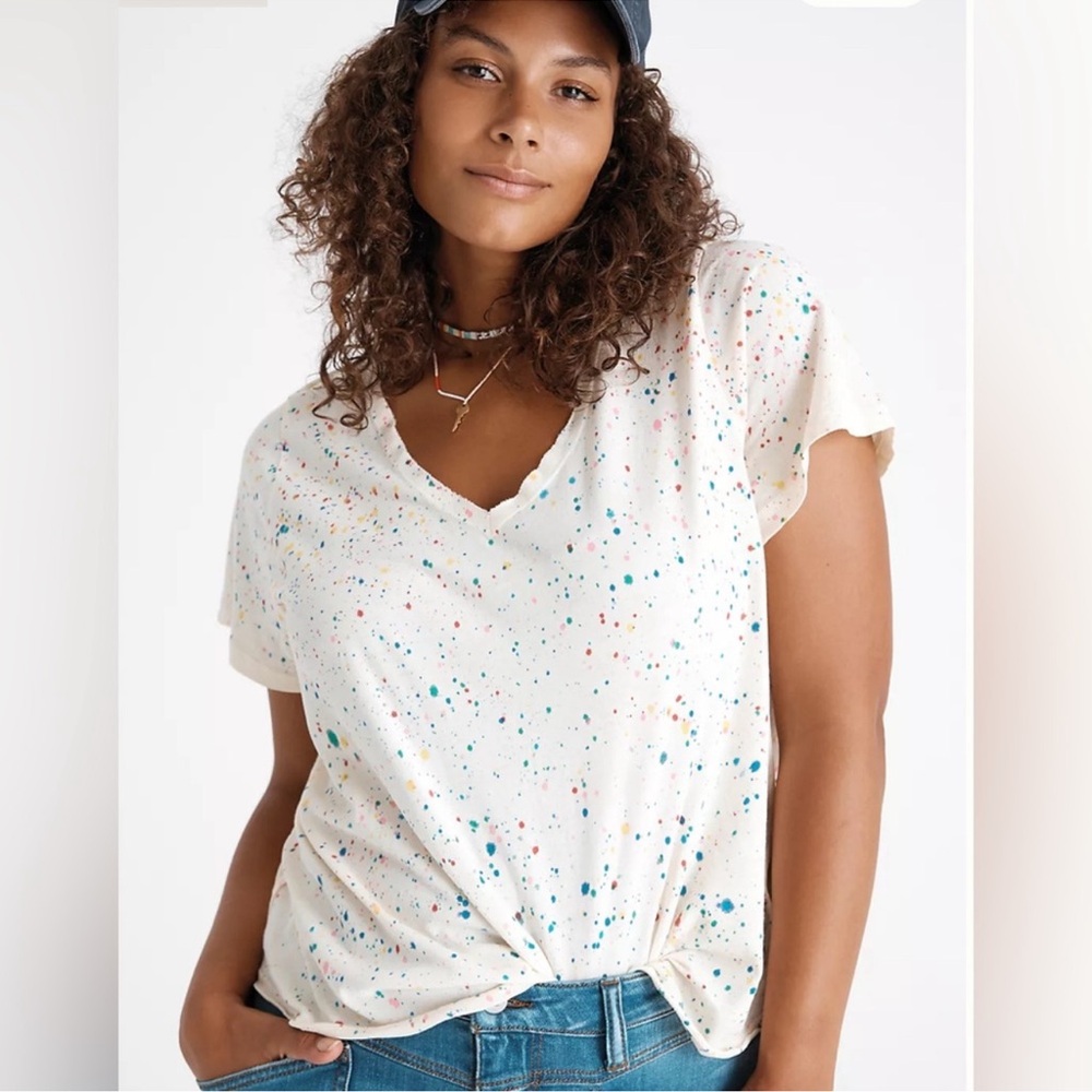 Pilcro and the Letterpress Anthropologie Zulu Paint Splatter Tee T Shirt Top L